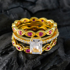 Hana Red Halo Ring for Women Gold Gemstone Band