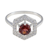 Aiko Red Halo Ring for Women with Crystal Accent Garnet Red