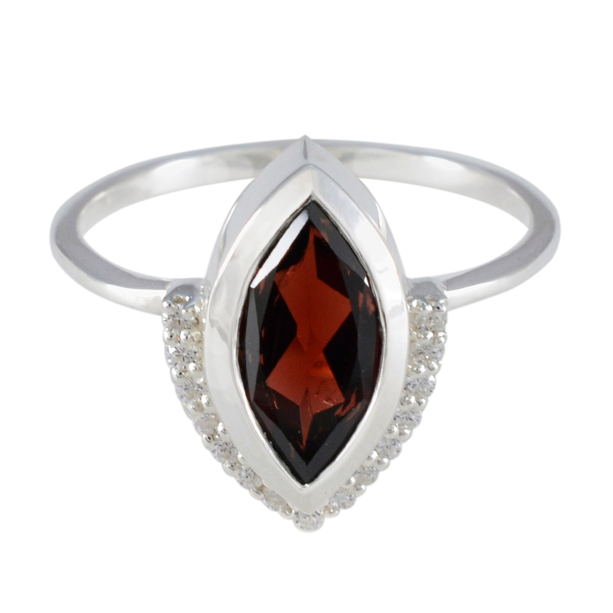 Maya Red Halo Ring for Women with Gemstone Accent Garnet Red