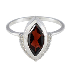 Maya Red Halo Ring for Women with Gemstone Accent Garnet Red