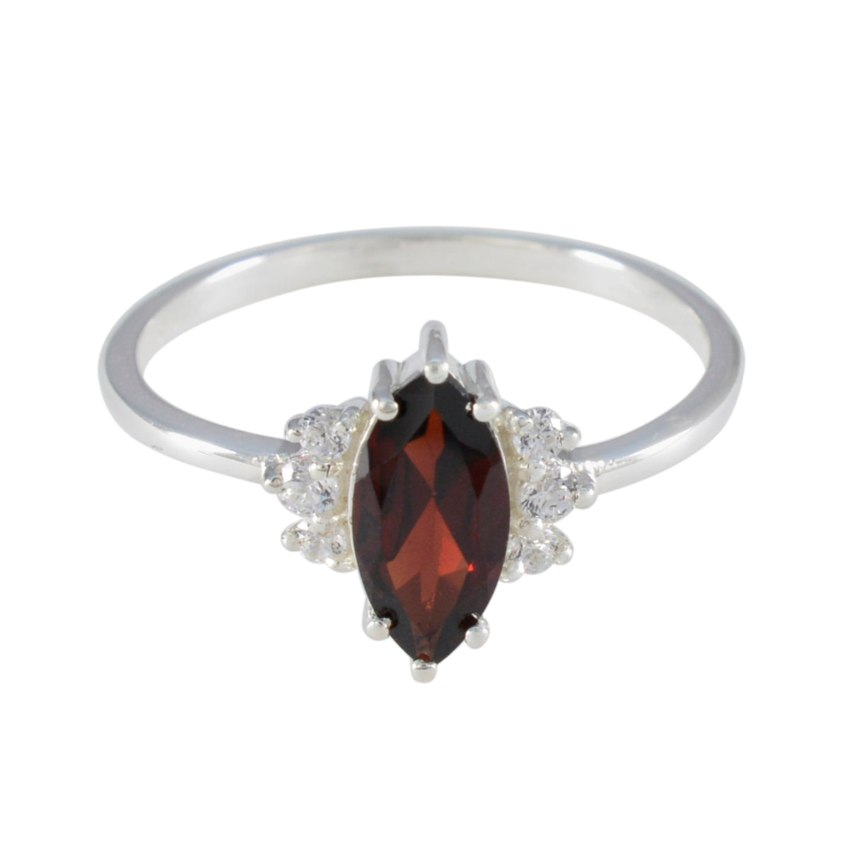 Natcha Red Halo Ring for Women with Gemstone Accent Garnet Red