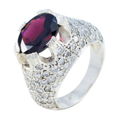 Aria red halo ring for women with large red gemstone and sparkling clear stones on silver band