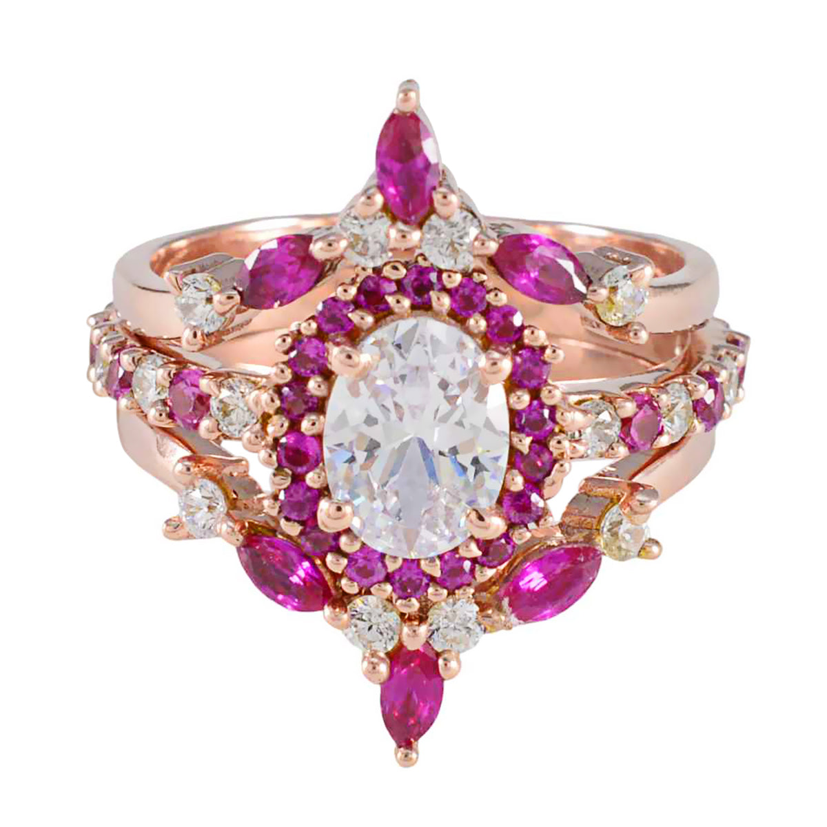 Liyana Red Halo Ring for Women with Gemstone Sparkle Ruby CZ Red