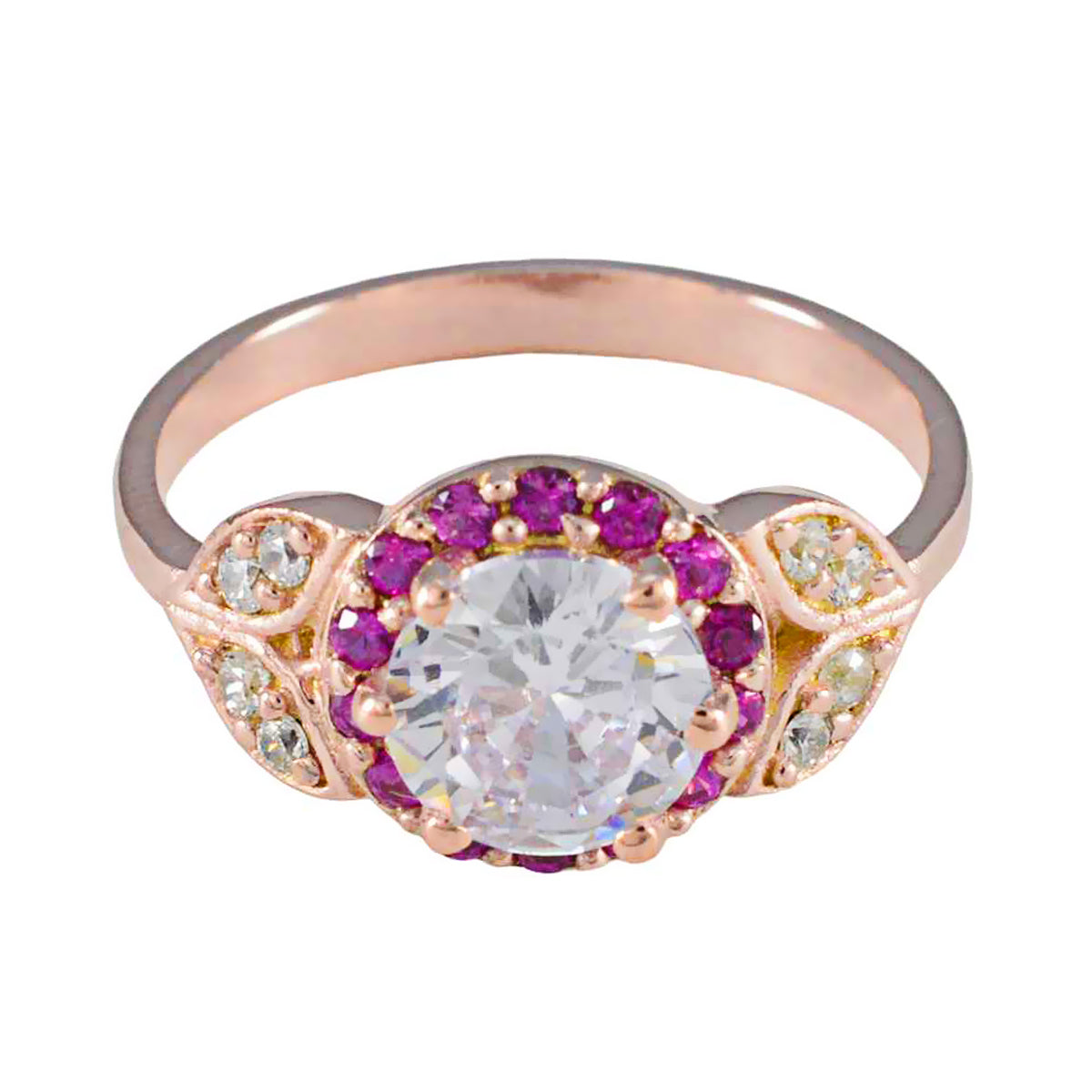 Isabelle Red Halo Ring for Women with Gemstone Accent Ruby CZ Red