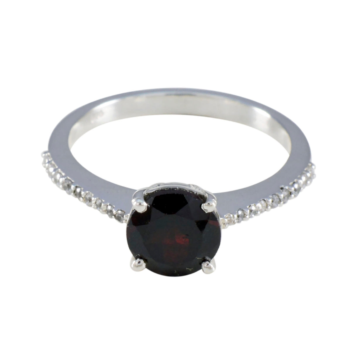 Greta Red Halo Ring for Women with Gemstone Accent Garnet Red