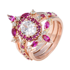 Liyana Red Halo Ring for Women with Gemstone Sparkle
