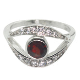 Julia Red Halo Ring for Women with Crystal Accents Garnet Red