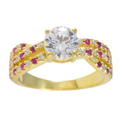 Yan Red Halo Ring for Women with Crystal Accent