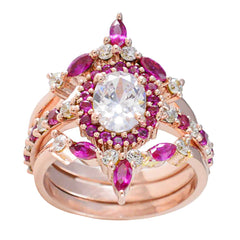 Liyana Red Halo Ring for Women with Gemstone Sparkle