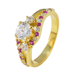 Eliza Red Halo Ring with Gold Plated Design