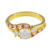 Eliza Red Halo Ring with Gold Plated Design Ruby CZ Red