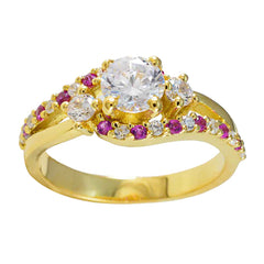 Eliza Red Halo Ring with Gold Plated Design