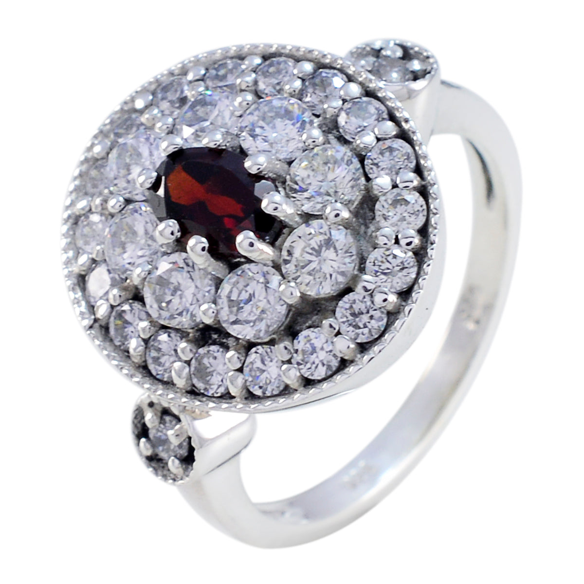 Angel Red Halo Ring with Sparkling Gemstones Garnet Red