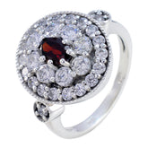 Angel Red Halo Ring with Sparkling Gemstones Garnet Red