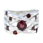 Mariana silver band red navratna ring for women with multiple red gemstones