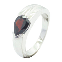 Luna Red Solitaire Engagement Ring with Pear Gemstone Garnet Red