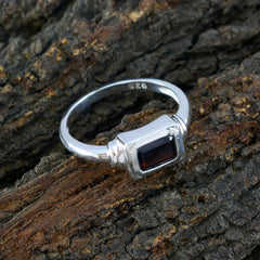 Naomi Red Solitaire Gemstone Ring in Sterling Silver
