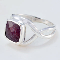 Rosa Red Solitaire Gemstone Ring in Sterling Silver