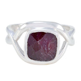 Rosa Red Solitaire Gemstone Ring in Sterling Silver Indian Ruby Red