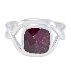 Rosa Red Solitaire Gemstone Ring in Sterling Silver Indian Ruby Red