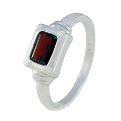 Naomi Red Solitaire Gemstone Ring in Sterling Silver