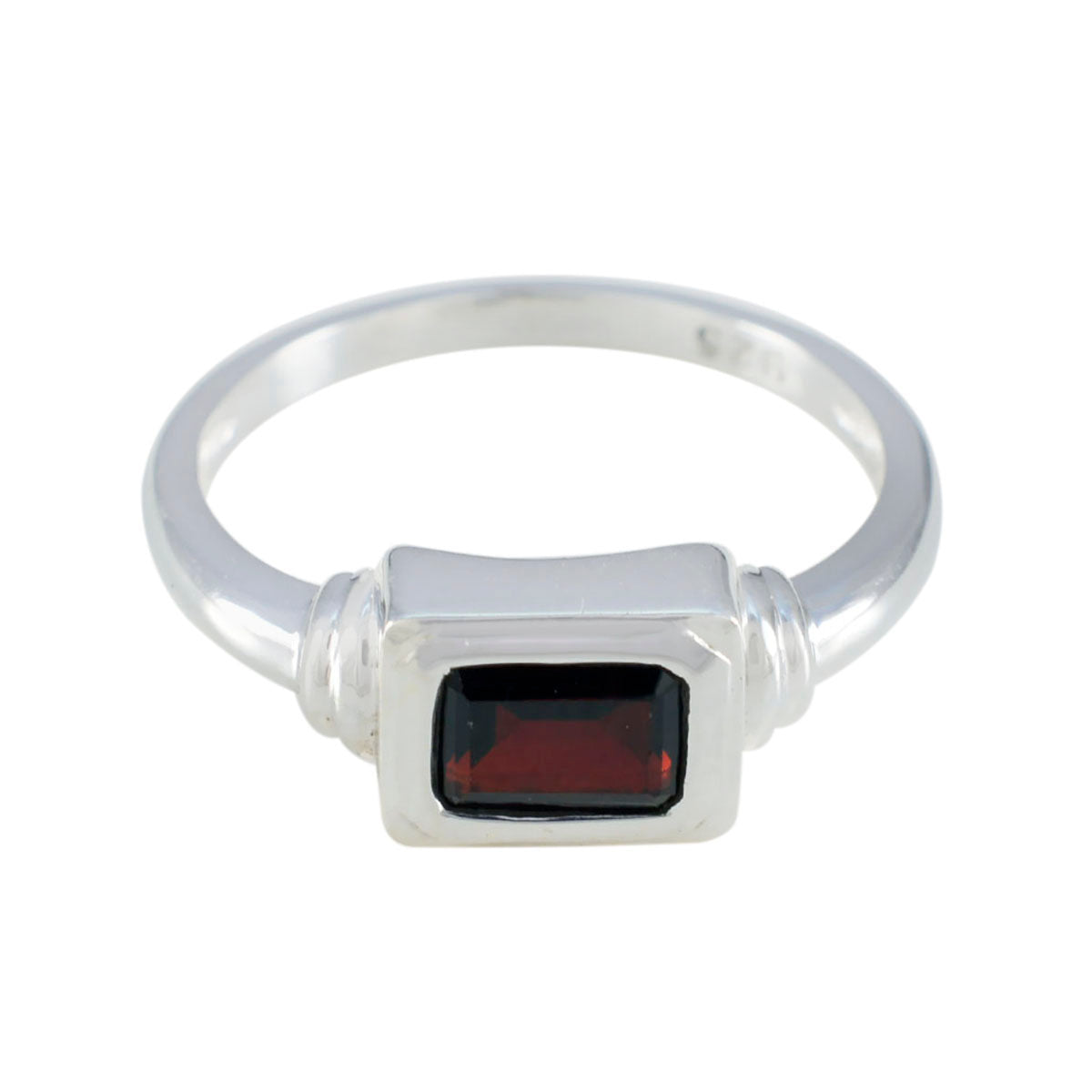 Naomi Red Solitaire Gemstone Ring in Sterling Silver Garnet Red