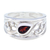 Victoria Red Solitaire Gemstone Ring with Silver Design Garnet Red