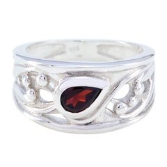Victoria Red Solitaire Gemstone Ring with Silver Design Garnet Red