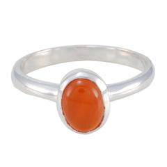 Hua Red Solitaire Gemstone Ring in Silver Band
