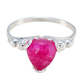 Priya Red Solitaire Gemstone Ring in Sterling Silver Indian Ruby Red