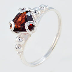 Ella red solitaire gemstone ring with a triangular red gemstone set in a silver band