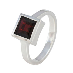 Lucy Red Solitaire Ring with Square Gemstone