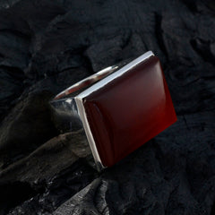 Emily Red Solitaire Ring with Bold Rectangular Stone