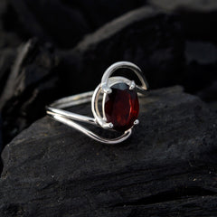 Alice Red Solitaire Ring with Elegant Silver Band
