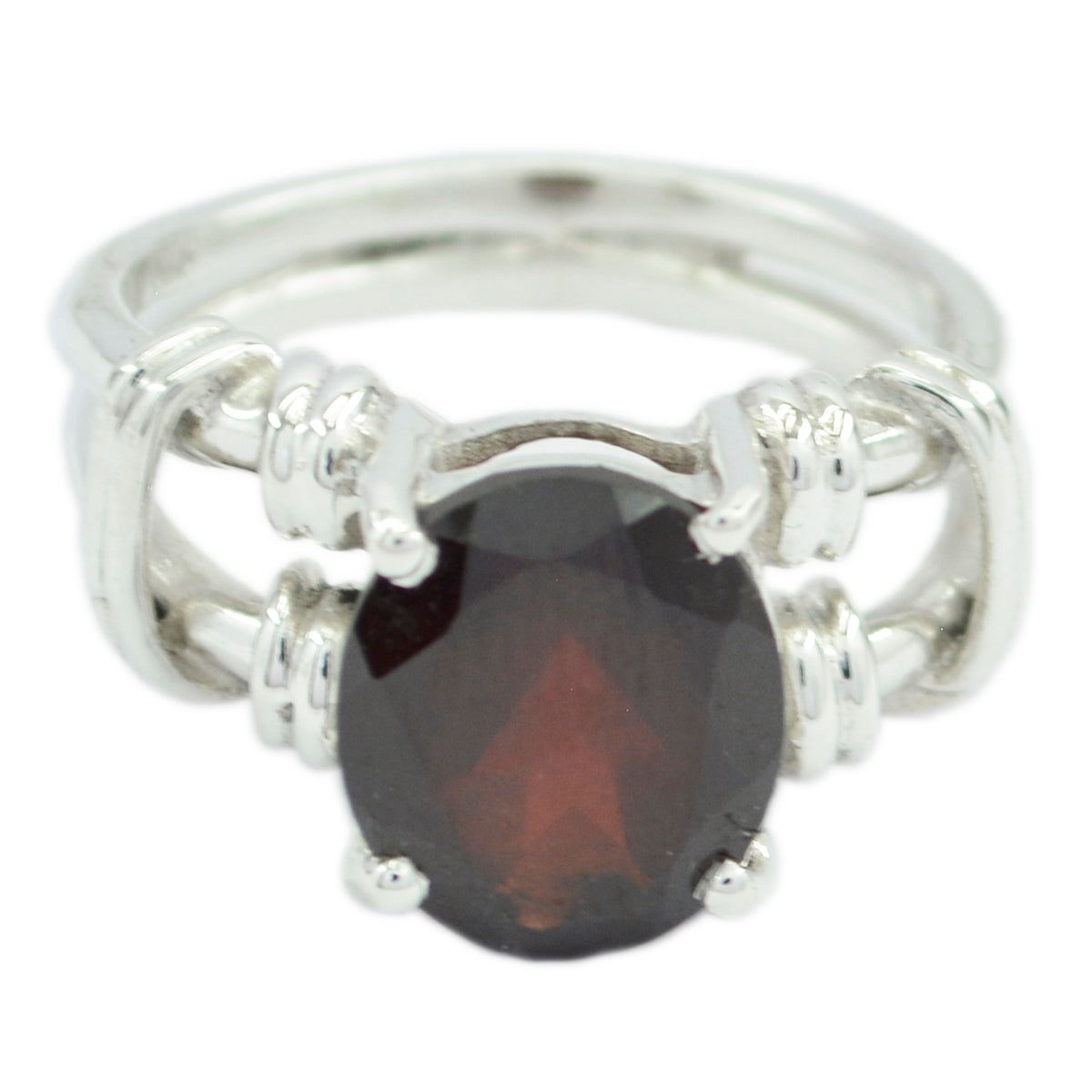 Eleanor Red Solitaire Ring Sterling Silver Gemstone Garnet Red