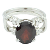 Eleanor Red Solitaire Ring Sterling Silver Gemstone Garnet Red