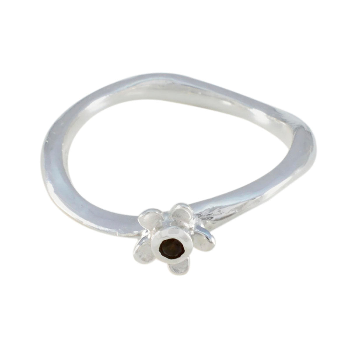 Rina Red Solitaire Ring Fashion Floral Silver Band Garnet Red