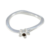 Rina Red Solitaire Ring Fashion Floral Silver Band Garnet Red