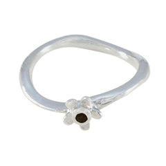 Rina Red Solitaire Ring Fashion Floral Silver Band Garnet Red