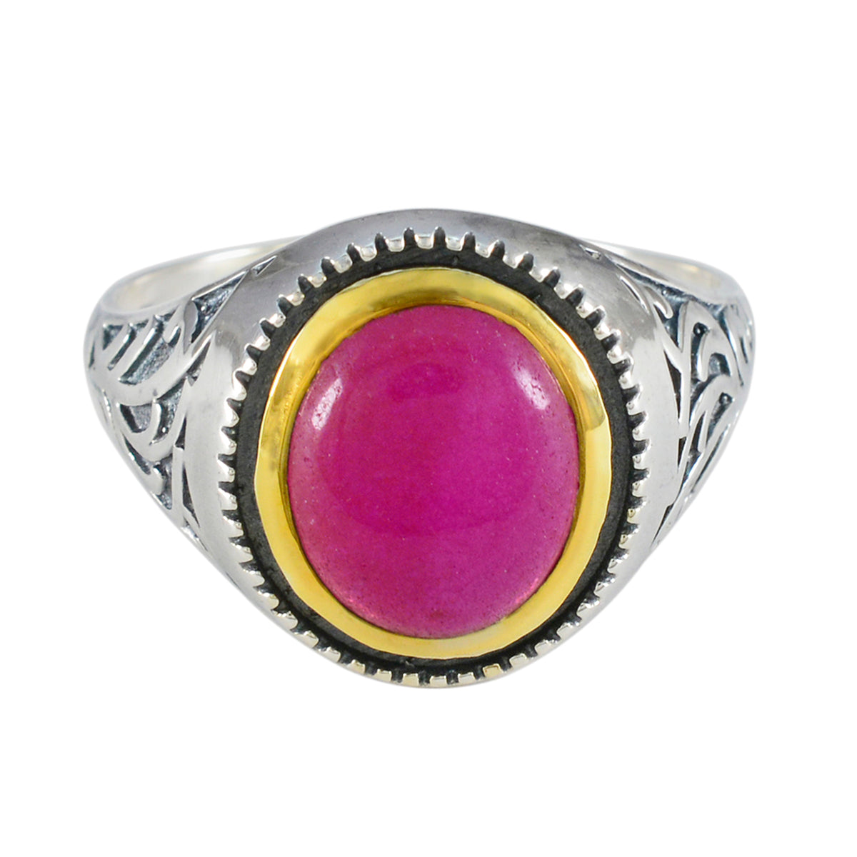 Lorena Red Solitaire Ring Filigree Design Silver Gold Indian Ruby Red
