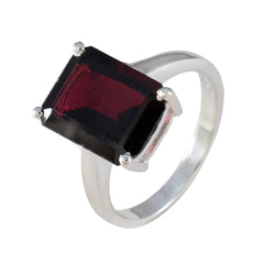 Teresa Red Solitaire Ring for Women with Silver Band