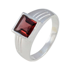 Aisha Red Solitaire Ring for Women in Silver