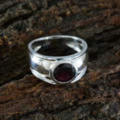 Araya Red Solitaire Ring for Women in Sterling Silver