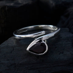 Yasmin red solitaire ring for women with heart-shaped red gemstone and silver band