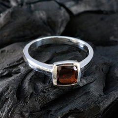 Ana Red Solitaire Ring for Women in Silver