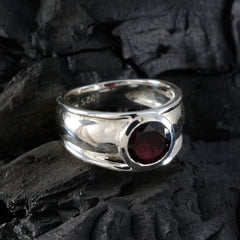 Araya Red Solitaire Ring for Women in Sterling Silver
