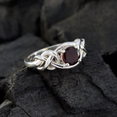 Yuna Red Solitaire Ring for Women with Silver Detail