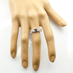 Yuna Red Solitaire Ring for Women with Silver Detail