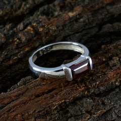 Yuki Red Solitaire Ring for Women in Sterling Silver