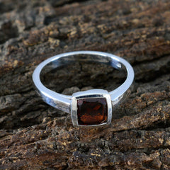 Ana Red Solitaire Ring for Women in Silver